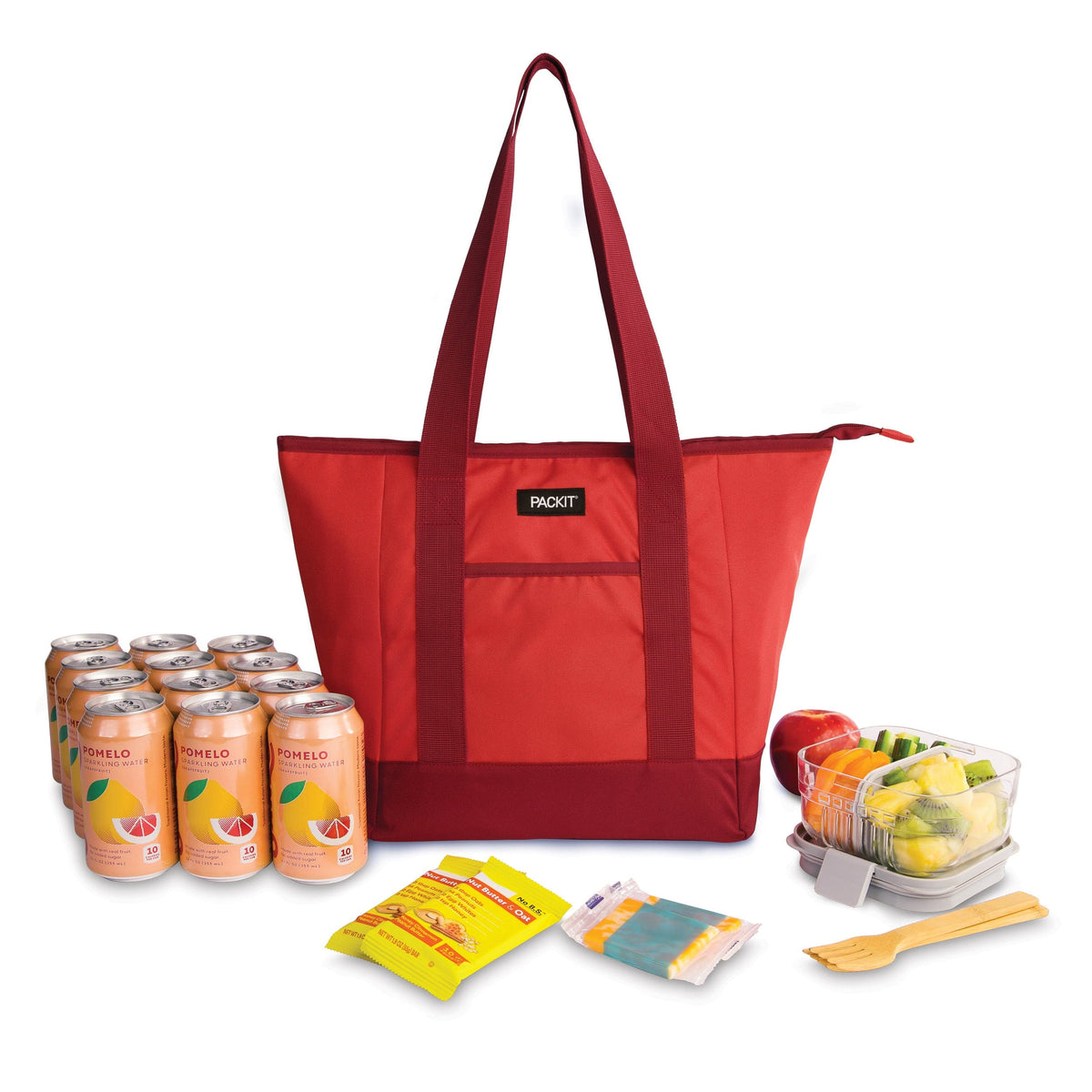 freezable-12-can-tote-cooler-b3 freezable-12-can-tote-cooler-poppy-front-food-combo.jpg